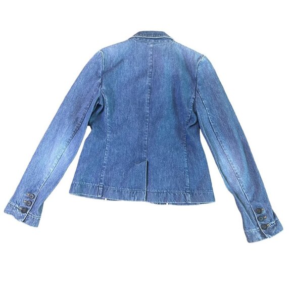 Theory Button-Down Denim Jacket 100% Cotton w/ Pockets Size 2 Women's - Picture 5 of 11